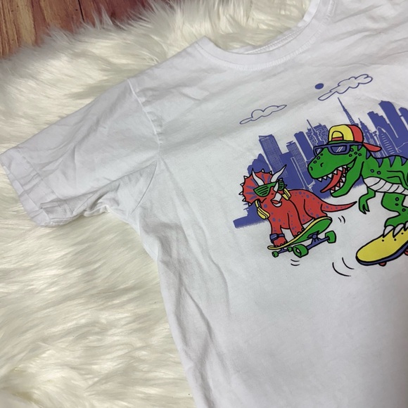 Primark Youth Boy Size 7-8 Years White Shirt with Colorful Dinosaur Graphic - Picture 7 of 12